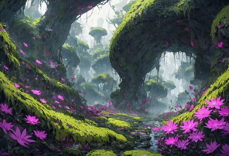 radioactive marshland, glowing sludge, distorted flora, mutated wildlife, intricate details, 4k, highly detailed, immersive, atmospheric, environmental depth, perfect composition, high quality, best quality, masterpiece, no human <lora:LCMTurboMix_DPM_SDE_Karras:1>