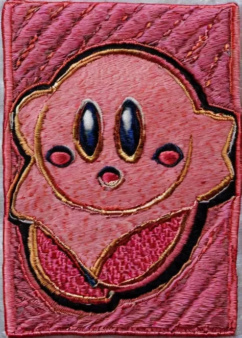 kirby's, pink <lora:embroidered_style_v1_sdxl:1>