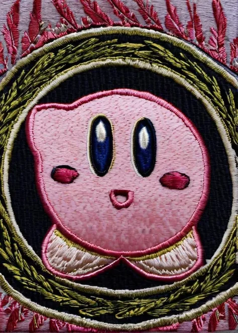 kirby's, pink <lora:embroidered_style_v1_sdxl:1>