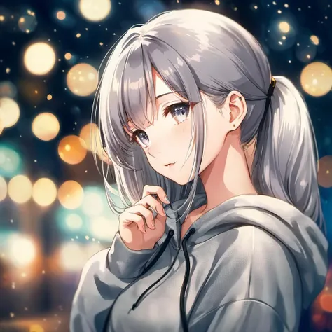 20 yo woman, face focus, bokeh photography, soft focus, out-of-focus highlights, dreamy ambiance, mesmerizing depth, BREAK
hoodie , long skirt , gray hair , long hair , low ponytail