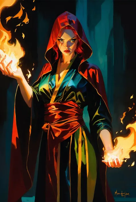 cinematic shot of 1 female casting fire
mage robe, fantasy
dramatic lighting, shadow,
by Malcolm Liepke
(best quality, masterpiece,  )
