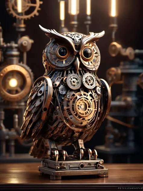 mechanical owl,steampunk style