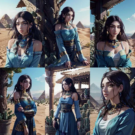 (otherworldly, otherworldly atmosphere, otherworldly appearance), highly insanely detailed, masterpiece, top quality, best quality, highres, 4k, 8k, RAW photo, collar, earrings, jewelry, necklace, armlet, 
(long_hair, long hair, random colors cloth, random colors hair, random long hair, dynamic hair, glowing hair, hair over one eye), 
(eyelashes, eyeliner, eyeshadow, eyelashes), 
makeup, 
((ancient egyptian theme)), golden ornaments, 
1girl, (portrait:0.4), nsfw, 
((desert, Mexico, cacti)), 
a grove of mechanical trees swaying to the rhythm of coded breezes, (tranquil:0.6), (serene:0.5), 
long messy hair, 
<lora:Dua_Lipa-v1:0.85>, a woman du4, spirit-mage, transcendent countenance, blue  wizard clothes, (ethereal blue color scheme:1.1), dynamic pose, astral elegance, mysterious guidance, master of ethereal forces, spectral apparitions, spirit realm in background, soft radiant illumination, whispers of the wind, ethereal atmosphere, 
BREAK
scenery, (ancient egyptian ruins), (fantasy world)