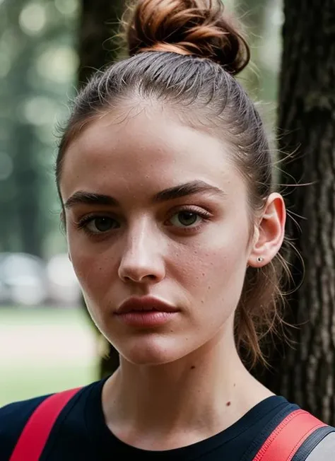 A stunning intricate color close up portrait of (sks woman:1) , wearing sportwear, epic character composition, sharp focus, natural lighting, subsurface scattering, f2, 35mm, film grain, , by Tim Walker, <lora:lora-small-lucy-hale-v1:1>