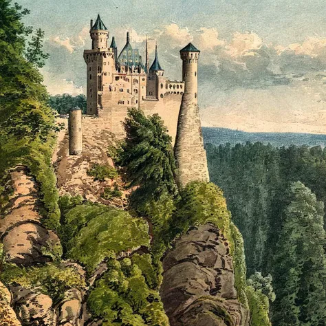 wcxl, castle on a cliff <lora:watercolorXL:1>