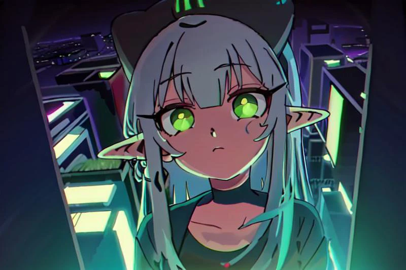 (masterpiece, best quality), solo, 1boy, {{brown hair}}, {elf ears}, {{green eyes}}, green eyes, only green eyes,{white t-shirt, blue jacket, black pants},{purple soft light},{high saturation}, {{neon city background}}, cyberpunk background, cyberpunk city
hanabushi