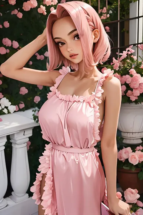 (masterpiece, best quality), 1girl, Tawny Comb-Over with Fade, Size B breasts,  <lora:p1nkn1ghty:1> p1nkn1ghty, pink negligee