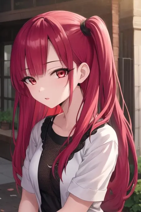 masterpiece, best quality, high quality, 1girl, solo, looking at viewer, upper body, <lora:morgiana_magi:0.60>, morgiana_magi, 1girl, red hair, long hair, red eyes, gakuran