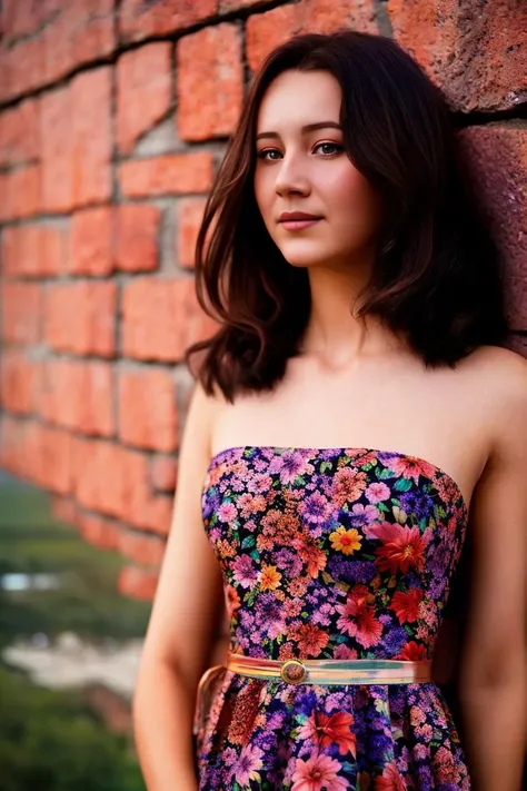 A stunning intricate full color portrait of a woman,wearing a floral dress, happy, epic character composition,by ilya kuvshinov, alessio albi, nina masic,sharp focus, natural lighting, subsurface scattering, f2, 35mm, film grain , (straight hair) <lora:EmilieLydie:1>