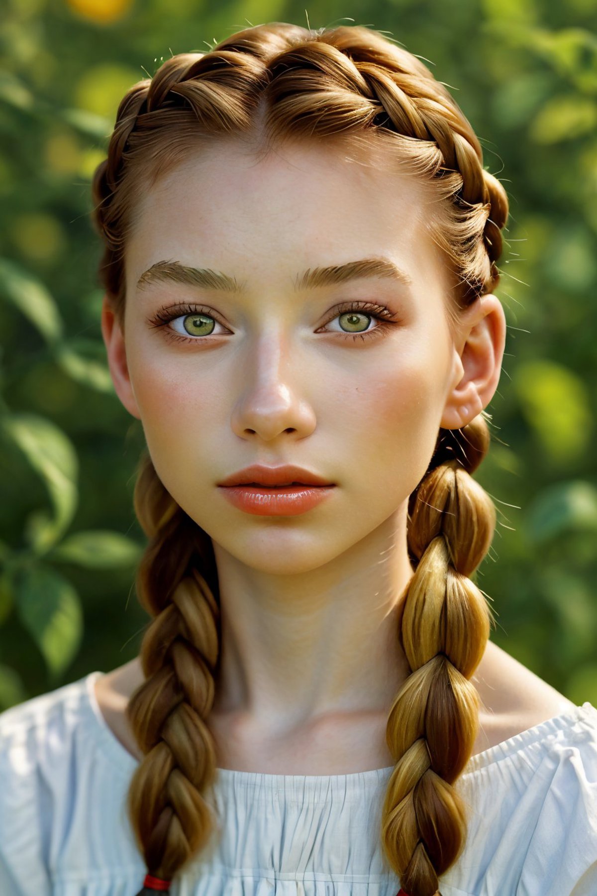 A close up of a young girl with a braid in her hair - SeaArt AI