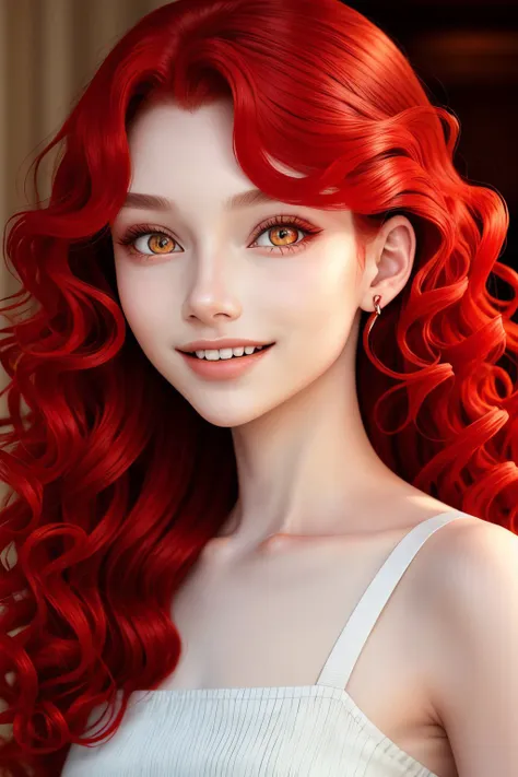 A close up of a woman with red hair and a white dress - SeaArt AI