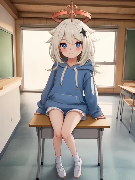 <lora:æ´¾è-000011:1>,paimeng girl,(hoodie:1.3),classroom,, masterpiece, best quality,