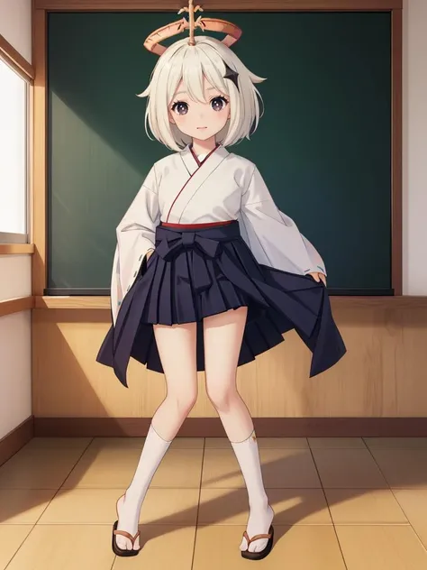 <lora:æ´¾è-000011:1>,paimeng girl,(hakama short skirt :1.4),classroom,, masterpiece, best quality,