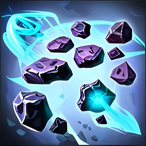 Awesome RPG icon of some rocks in,arcane mana aura energy smokes,game asset trending on artstation