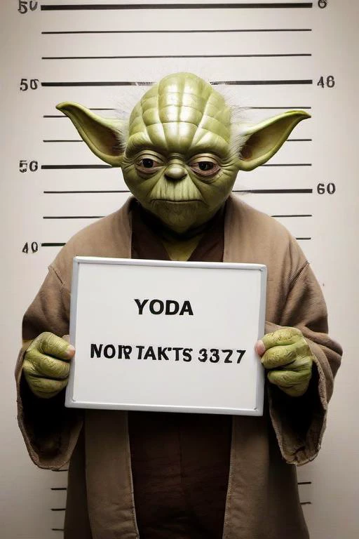Masterpiece,High Quality,
<lora:PE_MugShot:0.8> PEMugShot,holding a sign,
yoda from star wars
