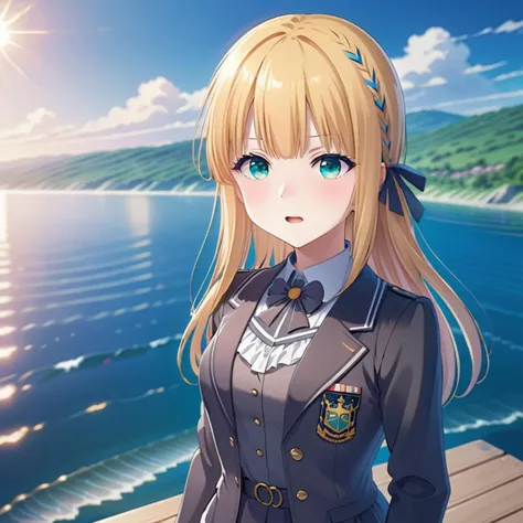 <lora:icre2-000007:0.65>,ichinoserei2,icre2-school_uniform, 1girl, solo,ooking at the sea, dramatic, anime style, key visual, vibrant, studio anime, highly detailed,