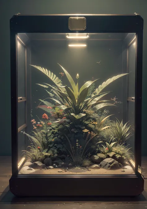 (realistic:1.2), (intricate:1.3),analog style, Dappled Light, (film grain), (warm hue, warm tone:1.2), close up, cinematic light, sidelighting, ultra high res, best shadow, RAW,
(swamp) , (KnollingCaseQuiron style), glass case, display case, (KnollingCase:1.4),
<lora:quiron_KnollingCase_v1_lora:0.77>