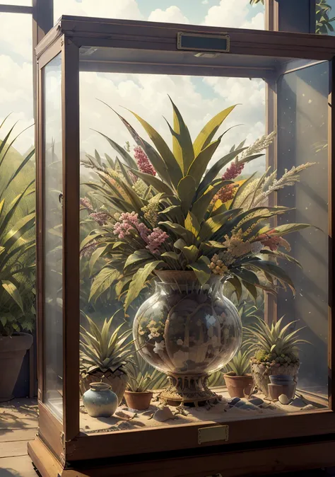 (best quality:1.15), (masterpiece:1.17), (detailed:1.15), (realistic:1.2), (intricate:1.5),Dappled Light, cinematic light, sidelighting, ultra high res, best shadow, RAW, dynamic angle,
(tropical seasonal forest) , (KnollingCaseQuiron style), glass case, display case, (KnollingCase:1.1), no humans, scenery, still life, mirror, reflection, crystal,
<lora:quiron_KnollingCase_v1_lora:0.77>