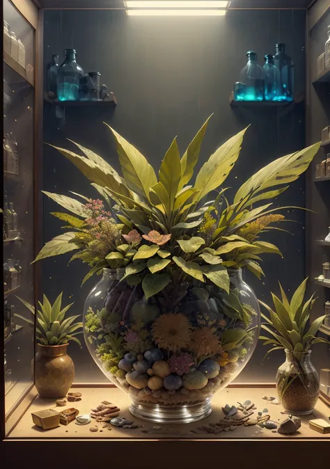 (best quality:1.15), (masterpiece:1.17), (detailed:1.15), (realistic:1.2), (intricate:1.5),Dappled Light, cinematic light, sidelighting, ultra high res, best shadow, RAW, dynamic angle,
(tropical rain forest) ,  (KnollingCaseQuiron style), glass case, display case,  (KnollingCase:1.1), no humans, scenery, still life, mirror, reflection,  crystal,  
<lora:quiron_KnollingCase_v1_lora:0.77>