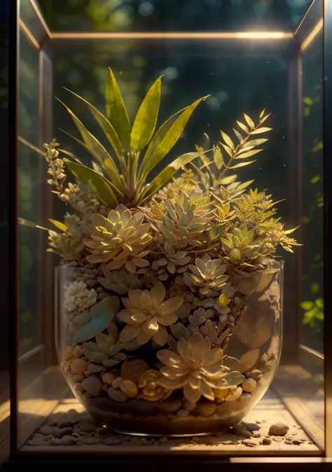 (realistic:1.2), (intricate:1.3),analog style, Dappled Light, (film grain), (warm hue, warm tone:1.2), close up, cinematic light, sidelighting, ultra high res, best shadow, RAW,
(temperate mixed forest) , (KnollingCaseQuiron style), glass case, display case, no humans, scenery, still life, mirror,
<lora:quiron_KnollingCase_v1_lora:0.77>