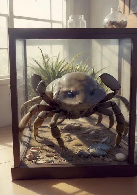 (realistic:1.4), (intricate:1.4),analog style, Dappled Light, (film grain), cinematic light, sidelighting, ultra high res, best shadow, RAW,
(Fiddler Crab) , (KnollingCaseQuiron style), glass case, display case, no humans, scenery, still life, mirror,
<lora:quiron_KnollingCase_v1_lora:0.77>