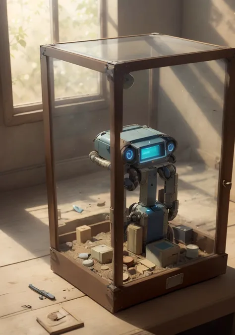 (realistic:1.4), (intricate:1.4),Dappled Light, (film grain), cinematic light, sidelighting, ultra high res, best shadow, RAW,
(cleaning robot) , (KnollingCaseQuiron style), glass case, display case, no humans, scenery, still life, mirror,
<lora:quiron_KnollingCase_v1_lora:0.97>