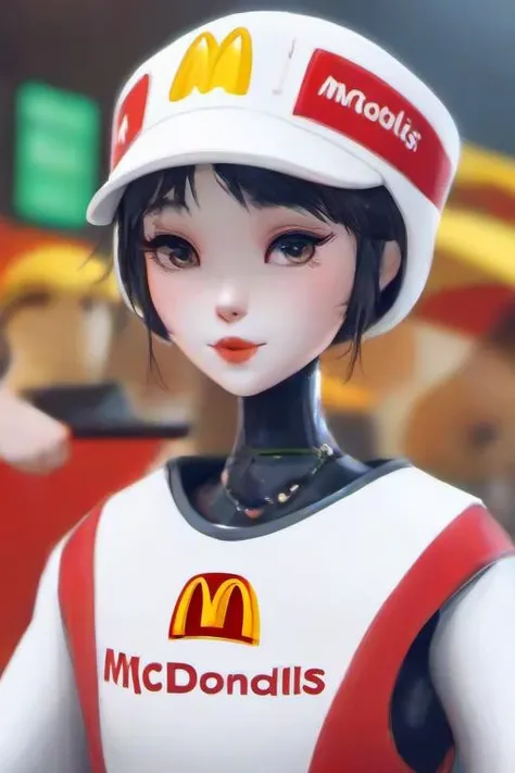 <lora:PE_ToonReal:0.8> PEToonReal,
Ai Robot wearing mcdonalds uniform