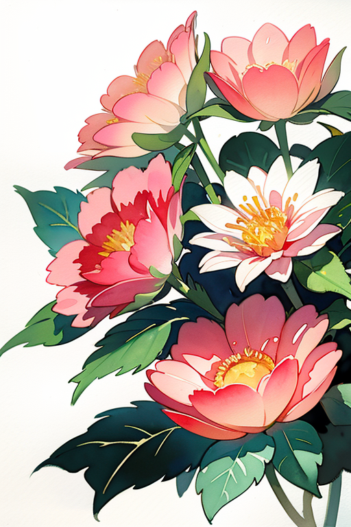 There is a vase with pink flowers in it on a table - SeaArt AI