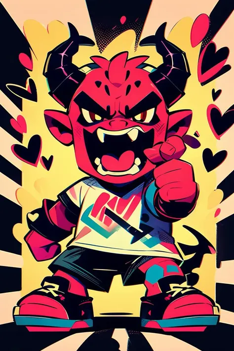 mw_tuya,text,emoji, horns, 1Orc, heart, shorts, colored sclera, demon boy, tail, black footwear, colored skin, tongue, red skin, black shorts, chibi, demon horns, multiple views, tongue out, open mouth, teeth<lora:MW_tuya_V1:0.8>