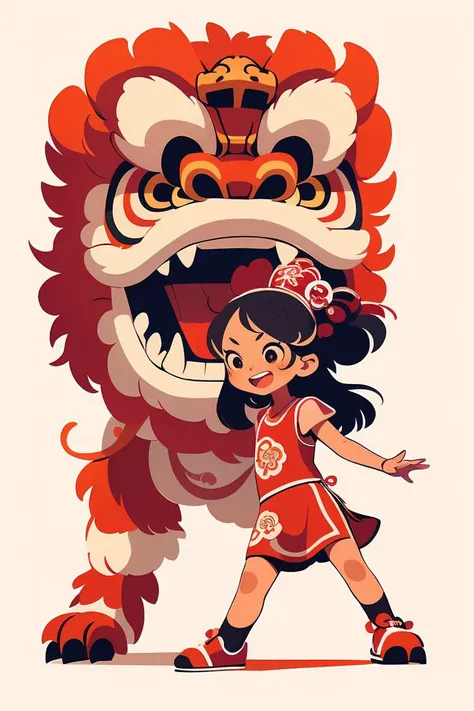 mw_bpxxh,1girl,lion dance,red,simple background, white background <lora:mw_å°å°æç»_æå¹³_1.0:0.8>