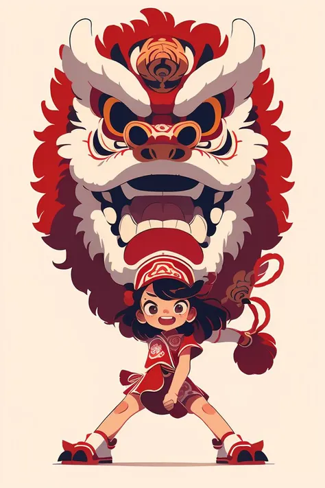 mw_bpxxh,1girl,lion dance,red,simple background, white background <lora:mw_å°å°æç»_æå¹³_1.0:0.8>