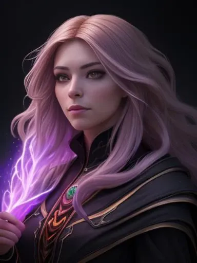 photo RAW, full color portrait, A beautiful female Warlock in her natural habitat, masterpiece, award winning photography, lighting, perfect composition, high detail, hyper realistic, even natural lighting, epic, pretty makeup, flowing hair,