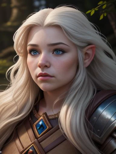 photo RAW, full color portrait, A beautiful female Dwarves in her natural habitat, masterpiece, award winning photography, lighting, perfect composition, high detail, hyper realistic, even natural lighting, epic, pretty makeup, flowing hair,