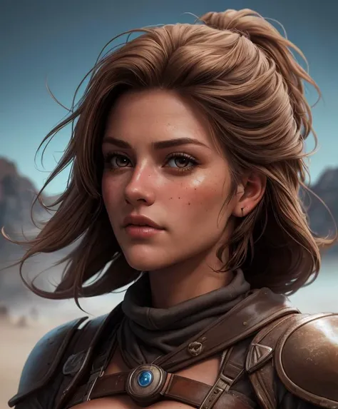 ultra detailed, best quality, an epic cinematic photograph of a beautiful woman adventurer, ultra detailed skin, beautiful brown eyes
