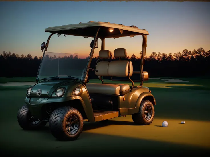 photo RAW, portrait, Gun Mounted Golf Cart, masterpiece, award winning photography, lighting, perfect composition, high detail, hyper realistic, brilliant lighting, epic