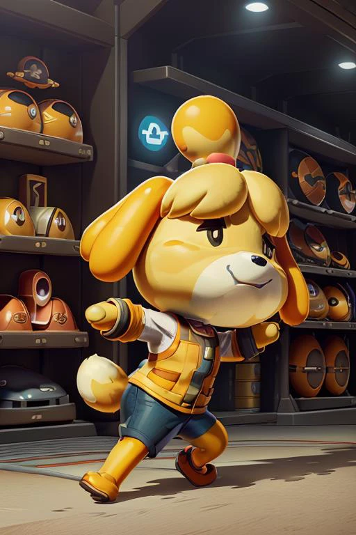 masterpiece, best quality, best lighting,full body, Cute cartoon character, isabelle (small anthropomorphic dog girl) as great political figure\(animal crossing\) 1girl, animal ears, furry, whiskers, detailed painterly character, (Nintendo Power maple lines quiet_character volumetric epic wallpaper gradient frame quality zootopia character design:1.1) (fighter logo detailed illustrations S tel distorsion iconic xwing bluth asset store theme Jia/:1.44)(3:1.1), (disney-5 front view:1.33), t pose sports interface jeremy substance designer monster child <lora:shizue_Isabelle:0.85>