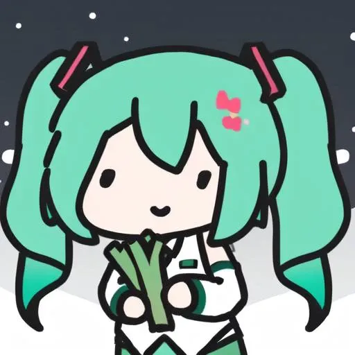 masterpiece,best quality,1girl,hatsune miku,holding green onion,smol,<lora:smol_20230527144512:1>,