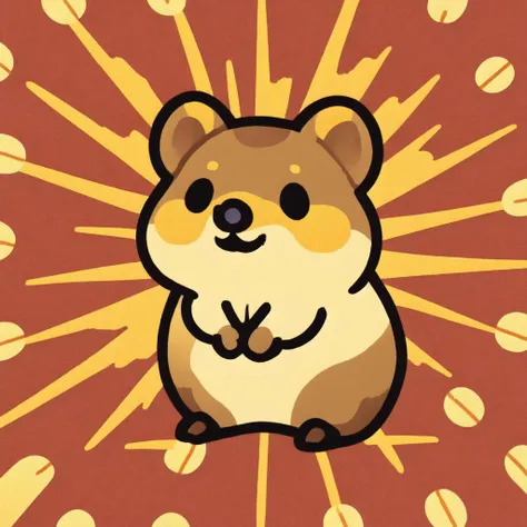 best quality,no humans, 
quokka,aidaishu,standing,thumbs up,BREAK,
(red and yellow sunburst pattern background:1.4),
 <lora:smol02:1.0>,<lora:finalquokka:0.6>