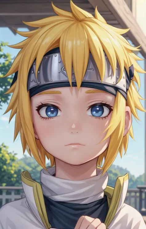 1 boy,more details in eyes,cute,looking at viewer, adorabel boy,cute face,details sky,handsome,young,juvenile,((masterpiece:1.4,best quality)),multiple details,eyeshadow,sfw, full shot,
<lora:minato-000006:0.7>, FOREHEAD PROTECTOR , yellow hair