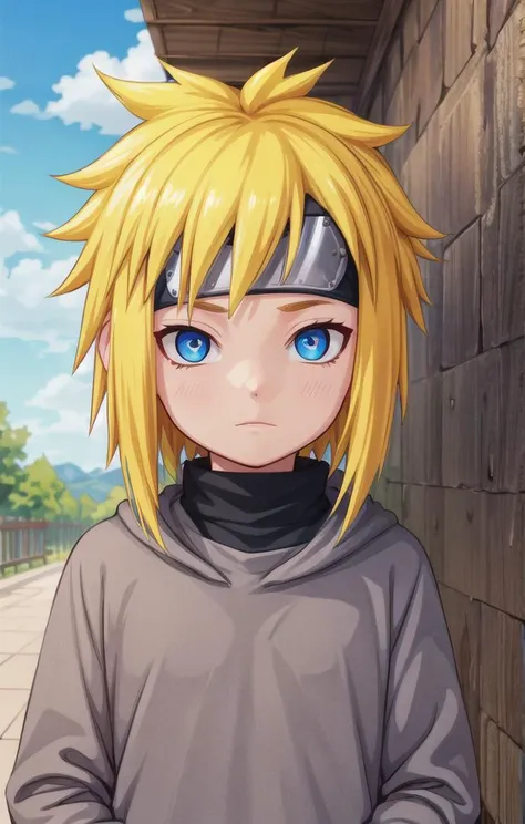 1 boy,more details in eyes,cute,looking at viewer, adorabel boy,cute face,details sky,handsome,young,juvenile,((masterpiece:1.4,best quality)),multiple details,eyeshadow,sfw, full shot,
<lora:minato-000006:0.7>, FOREHEAD PROTECTOR , yellow hair