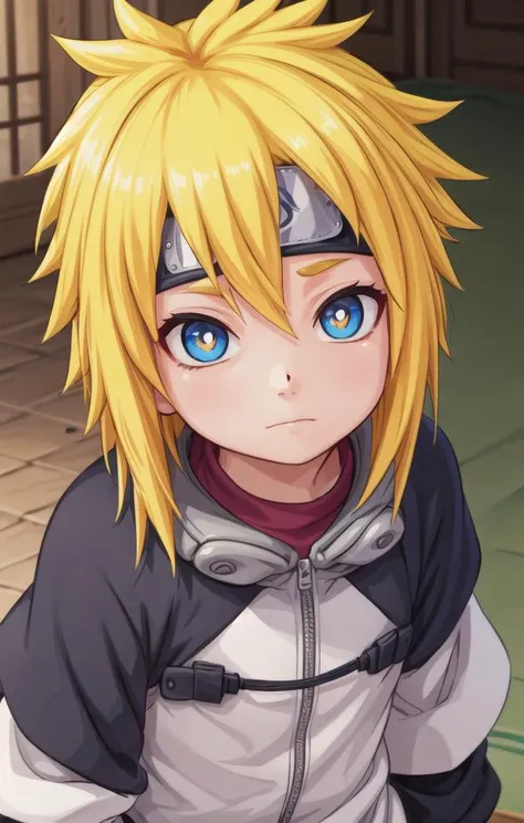1 boy,more details in eyes,cute,looking at viewer, adorabel boy,cute face,details sky,handsome,young,juvenile,((masterpiece:1.4,best quality)),multiple details,eyeshadow,sfw, full shot,
<lora:minato-000006:0.7>, FOREHEAD PROTECTOR , yellow hair