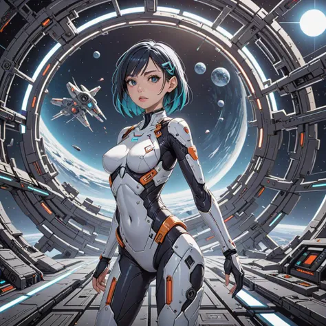 1woman,3d style,scifi background