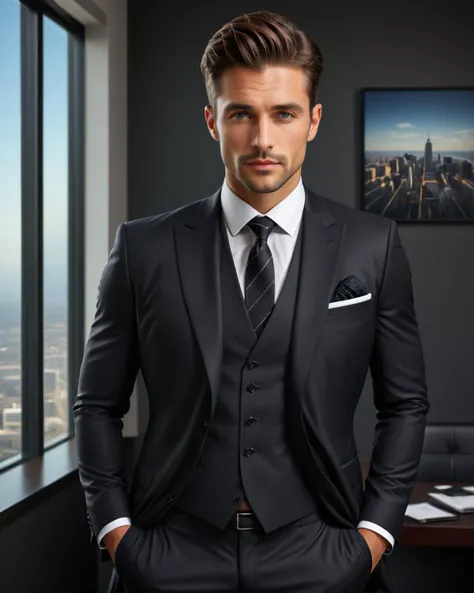 Surrealist art (Photo:1.3) of (Ultrarealistic:1.3) <lora:Man_Men_FFashion:1>,"a businessman in a suit standing in front of a window, corporate portait, corporate portrait, in strict suit, wearing business suit, in a strict suit, promotional portrait, black business suit, dressed in a suit, man in black suit, wearing a strict business suit, wearing a business suit, portrait of a man in a suit, handsome man, wearing black business suit",Highly Detailed,(close portrait:1.3),(Masculine:1.4),attractive,handsome,calendar pose,perfectly detailed eyes,studio lighting,thematic background . Dreamlike, mysterious, provocative, symbolic, intricate, detailed