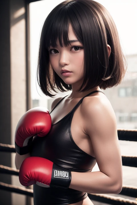 best quality, masterpiece, 1girl,  upper body, boxing