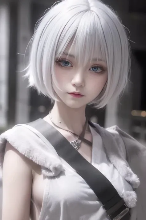 best quality, 8k,raw photo, ultra realistic, masterpiece:1.2,professional light, highlight on face,
1girl, short hair, white hair ,upper body,
<lora:no140Girl_v10:0.8>