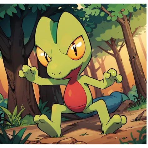 centered, award winning photo, (looking at viewer:1.2), | Treecko_Pokemon, |forest, | bokeh, depth of field, cinematic composition, | <lora:Treecko_Pokemon_Anime:0.8>