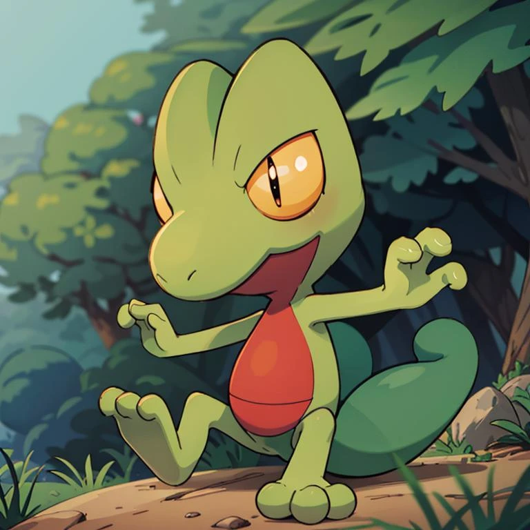 centered, award winning photo, (looking at viewer:1.2), |  Treecko_Pokemon, |forest, | bokeh, depth of field, cinematic composition, | <lora:Treecko_Pokemon_Anime:0.8>