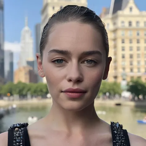 Buzzcut, no hair, bald, (Skin Texture, pores, natural,iPhone,RAW)), natural lighting, Highest Quality closeup Portrait photo of a woman wearing no makeup with a ((buzzcut)), Nikon Z9, realistic matte skin,  blurry city in the background, 8K, ,emxclrke,  <lora:emclarke_juggerX_xl_2_st_wocap-emxclrke-000025:1>