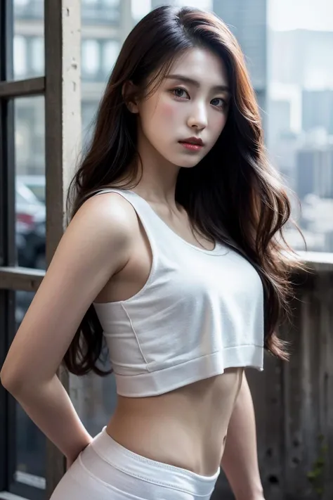 (realistic), (hyperrealism),best quality, masterpiece,ultra high res, (photorealistic:1.4),1girl,pale skin,skinny,(looking at viewer), <lora:add_detail:0.6>,city streets, navel, tanktop, long hair,
<lora:makina69_bora_v1.0:1> , upper body,