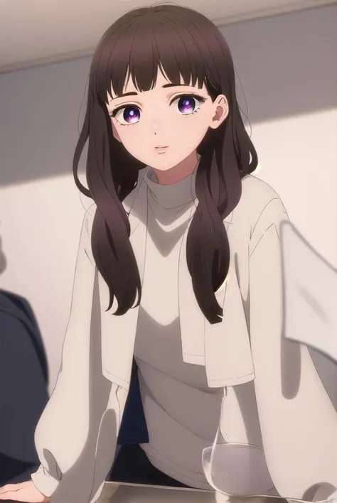 emmanakazono, <lora:emma nakazono-alpha-lora-nochekaiser:1>,
emma nakazono, long hair, bangs, brown hair, black hair, (purple eyes:1.1), blunt bangs, wavy hair,
BREAK jacket, sweater, lips, red shirt,
BREAK indoors,
BREAK looking at viewer, (cowboy shot:1.5),
BREAK <lyco:GoodHands-beta2:1>, (masterpiece:1.2), best quality, high resolution, unity 8k wallpaper, (illustration:0.8), (beautiful detailed eyes:1.6), extremely detailed face, perfect lighting, extremely detailed CG, (perfect hands, perfect anatomy),